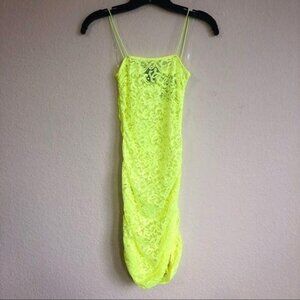 Lunachix Dress Neon Yellow Lace Bodycon Sexy NWT